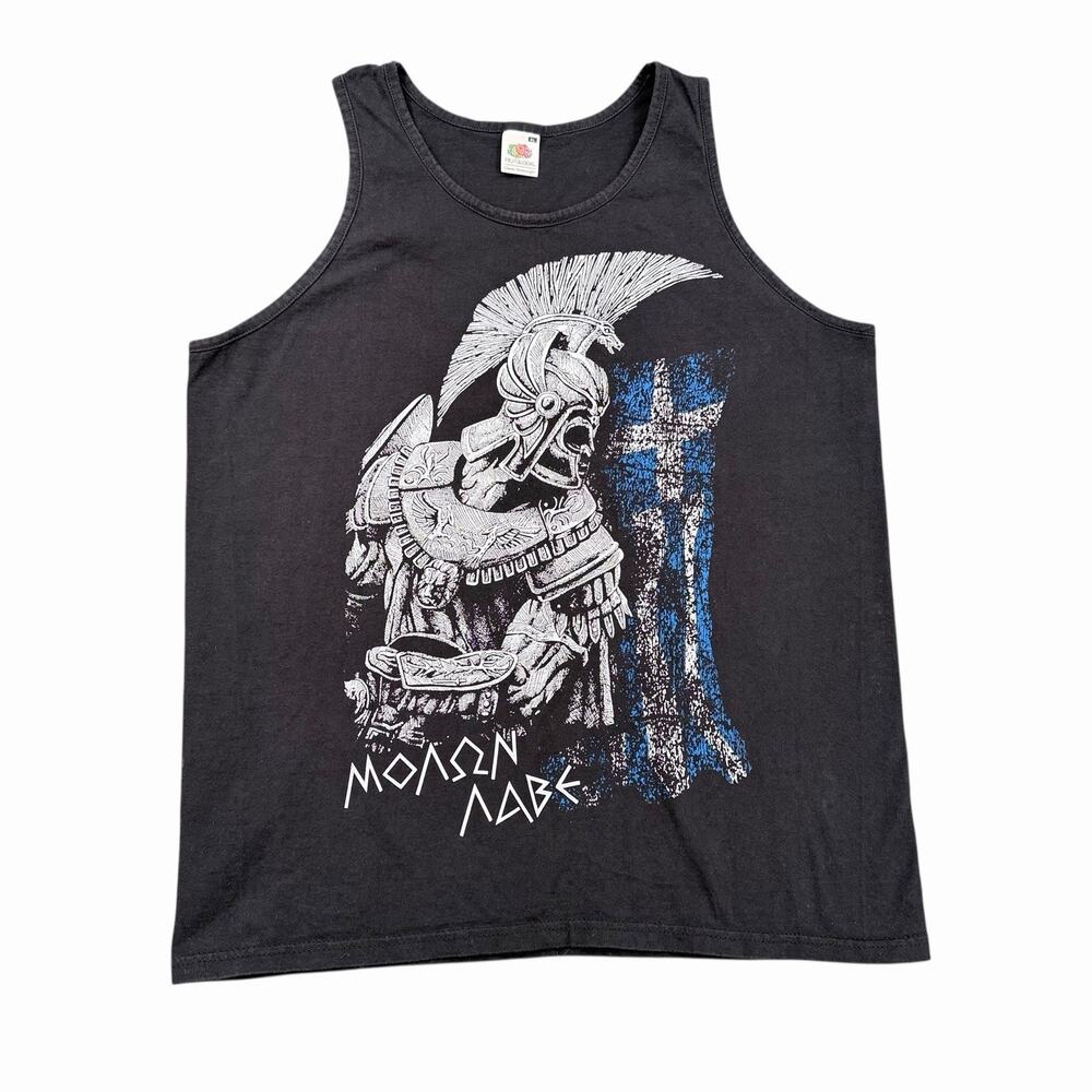 Spartan Warrior Graphic Tank Top Black Sz XL Womens Fruit of the Loom